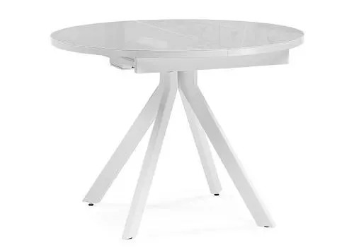 Стол Ален 100(140)х100х74 ультра белое стекло/белый