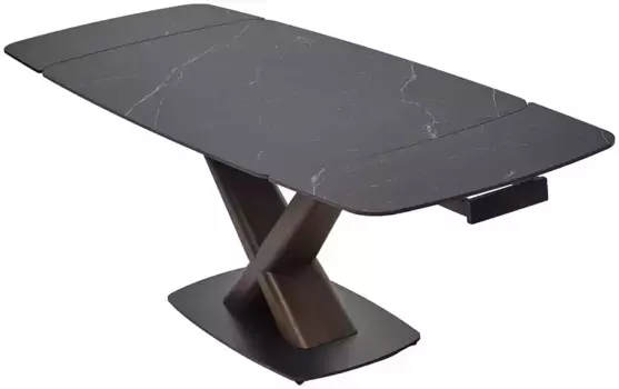Стол BLANCO 160 MATT BLACK MARBLE SOLID CERAMIC / Орех