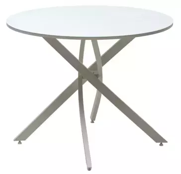 Стол ДАРИО D100 Белый, стекло/ Белый каркас