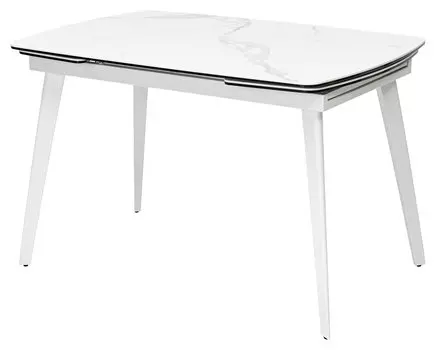 Стол ELIOT 120 HIGH GLOSS STATUARIO Белый мрамор глянцевый, керамика/ белый каркас