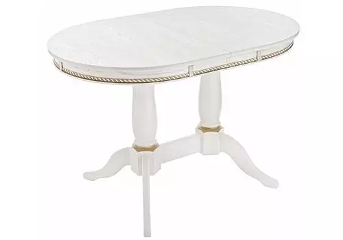Стол Кантри 120 молочный с золотой патиной