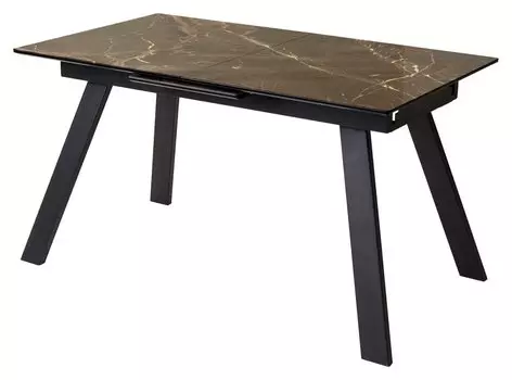 Стол Морис 140 БРАУН, стекло/ ЧЕРНЫЙ