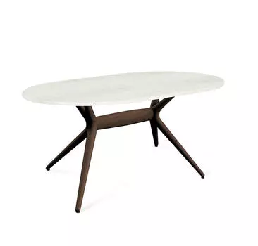 Стол овальный Sheffilton SHT-TU30-2/120-80 МДФ коричневый/бетон крем