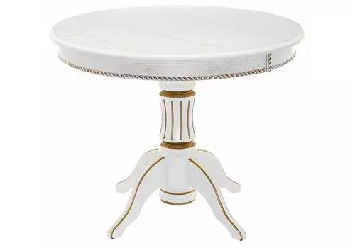 Стол Павия 100 молочный с золотой патиной