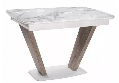 Стол Петир дуб с пилением/белая шагрень