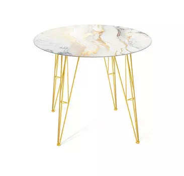 Стол Sheffilton SHT-TU10/TT32 80 СТЕКЛО/МДФ золото/античный белый