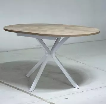 Стол ВЕГА D100 раскладной Дуб Бардолино/ белый каркас