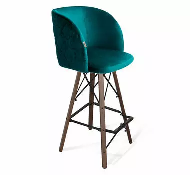 Стул барный SHT-ST33-1/S80 альпийский бирюзовый/тёмный орех/чёрный