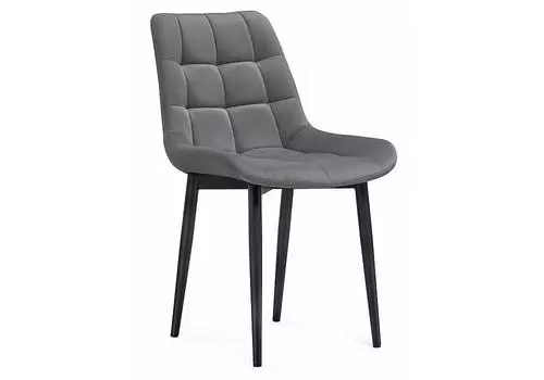 Стул на металлокаркасе Челси велюр темно-серый / черный