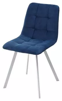 Стул CHILLI-Q SQUARE синий #29, велюр / белый каркас, 4 шт./1 к,