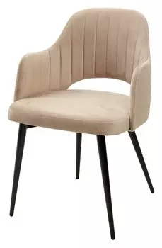 Стул FANTINE-LA БЕЖЕВЫЙ #5, велюр / черный каркас