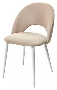 Стул MAX бежевый #5, велюр / белый каркас