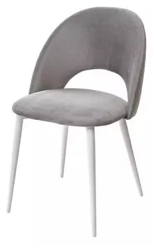 Стул MAX светло-серый #26, велюр / белый каркас