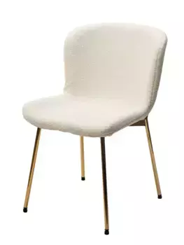 Стул RIYA UF992-01 Белый, teddy/золотой каркас