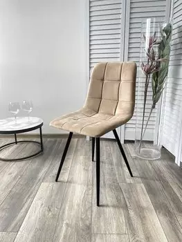 Стул UNO 25 БЕЖЕВЫЙ #5, велюр / ЧЕРНЫЙ,