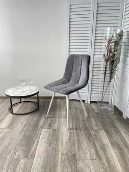 Стул UNO 25 СЕРЫЙ #27, велюр / БЕЛЫЙ,