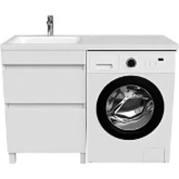 Тумба с умывальником напольная для стиральной машины с ящиками Optima Home, левая