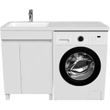 Тумба с умывальником напольная для стиральной машины с дверцами Optima Home, левая
