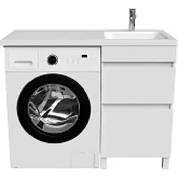 Тумба с умывальником напольная для стиральной машины с ящиками Optima Home, правая