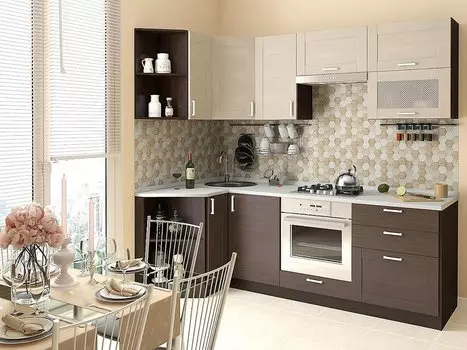 Угловая кухня Лофт-03 Cappuccino Veralinga/Wenge Veralinga