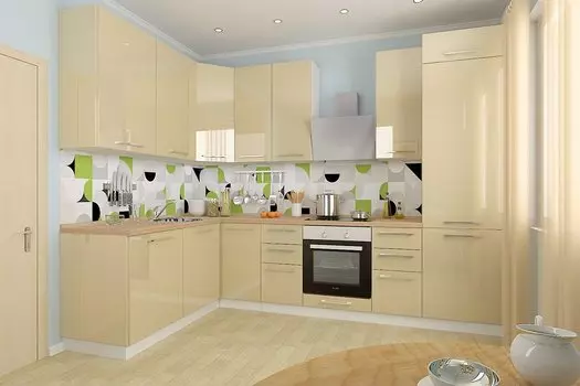 Угловая кухня Логика-08 Ваниль глянец