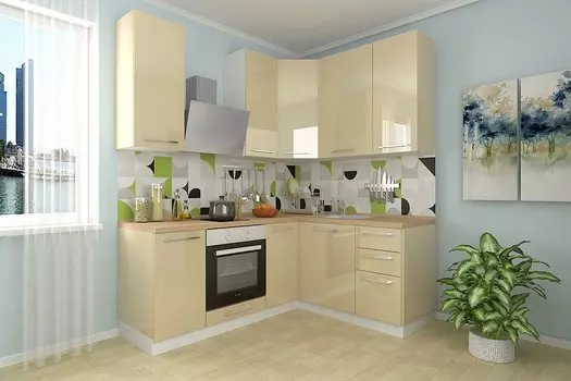 Угловая кухня Логика-09 Ваниль глянец