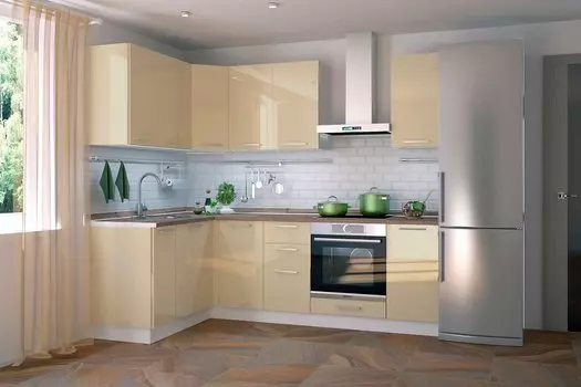 Угловая кухня Логика-10 Ваниль глянец