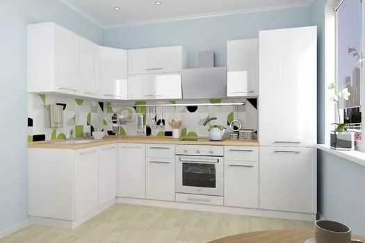 Угловая кухня Логика-14 Белый глянец