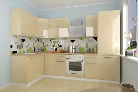 Угловая кухня Логика-14 Ваниль глянец