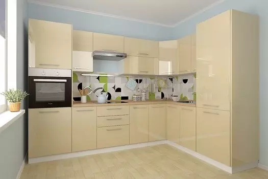 Угловая кухня Логика-15 Ваниль глянец