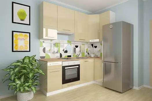 Угловая кухня Логика-16 Ваниль глянец