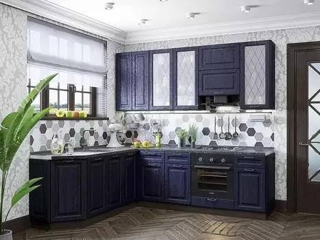 Угловая кухня Ницца-03 Дуб синий