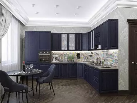 Угловая кухня Ницца-04 Дуб синий