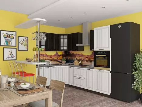 Угловая кухня Прага-03 Венге Премиум/Белое дерево