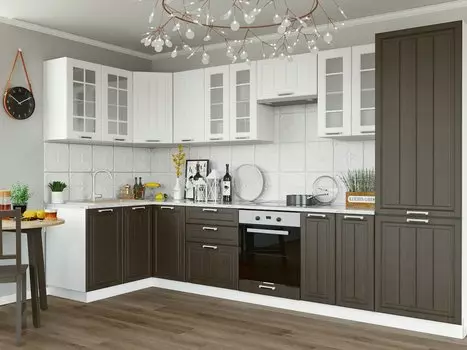 Угловая кухня Прага-15 Венге Премиум/ Белый ( столешница 27мм Антарес)