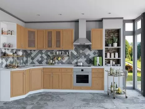 Угловая кухня Шале-03 Real Oak