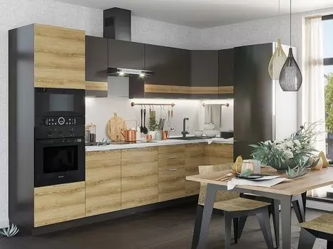 Угловая кухня Терра-03 Смоки Софт/Ель Карпатская