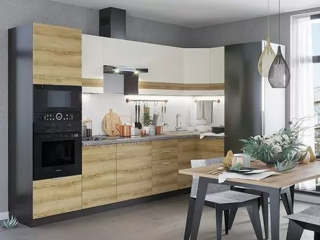 Угловая кухня Терра-03 Ваниль Софт/Ель Карпатская