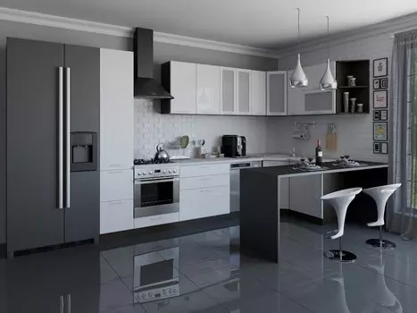 Угловая кухня Валерия-М-04 Белый глянец