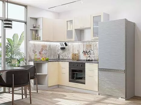 Угловая кухня Валерия-М-04 Бежевый металлик