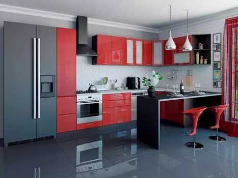 Угловая кухня Валерия-М-04 Гранатовый металлик