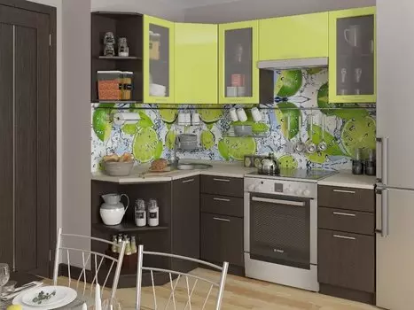 Угловая кухня Валерия-М-05 Лайм глянец/Венге