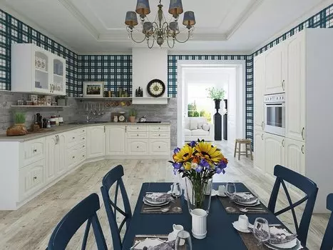 П-образная кухня Верона-02 Ясень золото