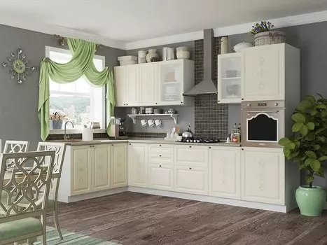 Угловая кухня Версаль-02 Ваниль Софт