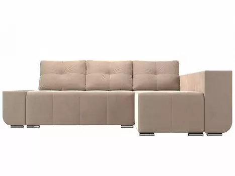 Угловой диван Амадэус Люкс велюр Бежевый правый угол