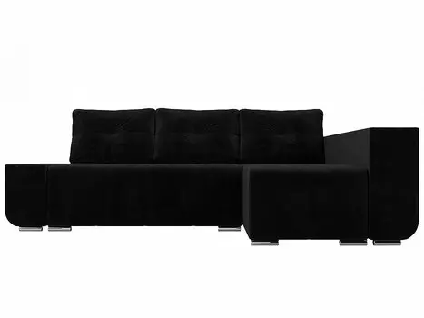 Угловой диван Амадэус Люкс велюр Чёрный правый угол