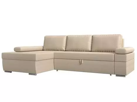 Угловой диван Канкун левый угол полностью экокожа Бежевая
