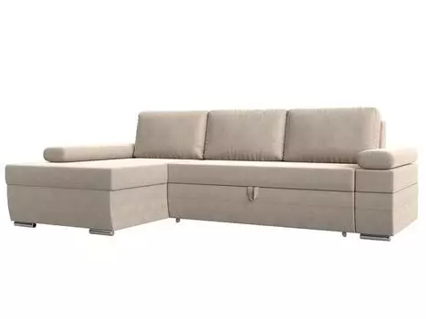 Угловой диван Канкун левый угол полностью Рогожка Бежевая