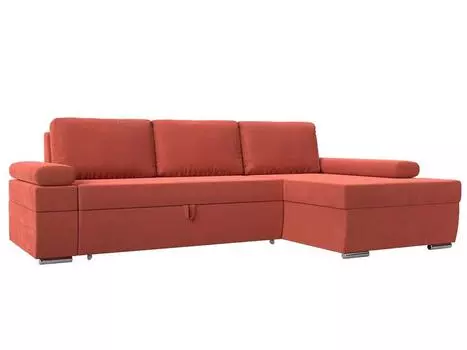 Угловой диван Канкун правый угол полностью Микровельвет Коралловый
