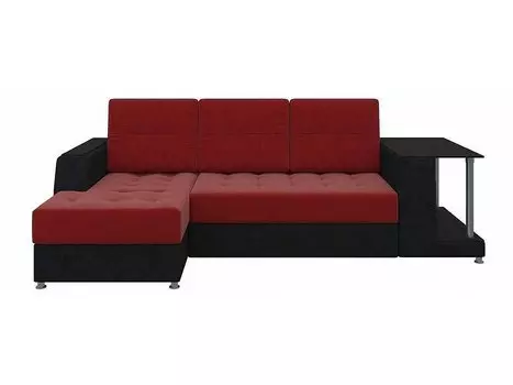 Угловой диван левый Атланта Микровельвет Красный/Черный